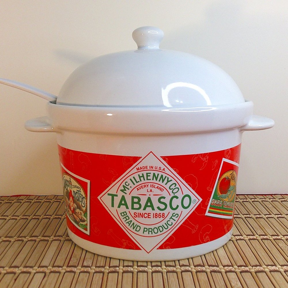 Tabasco Stoneware Lidded Soup Tureen With Ladle McIlhenny Houston Harvest